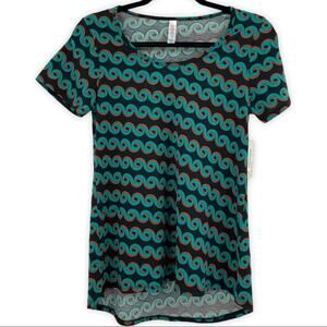 Lularoe Classic T Womens Top T Shirt Ocean Waves Beach Squiggle XXS NEW